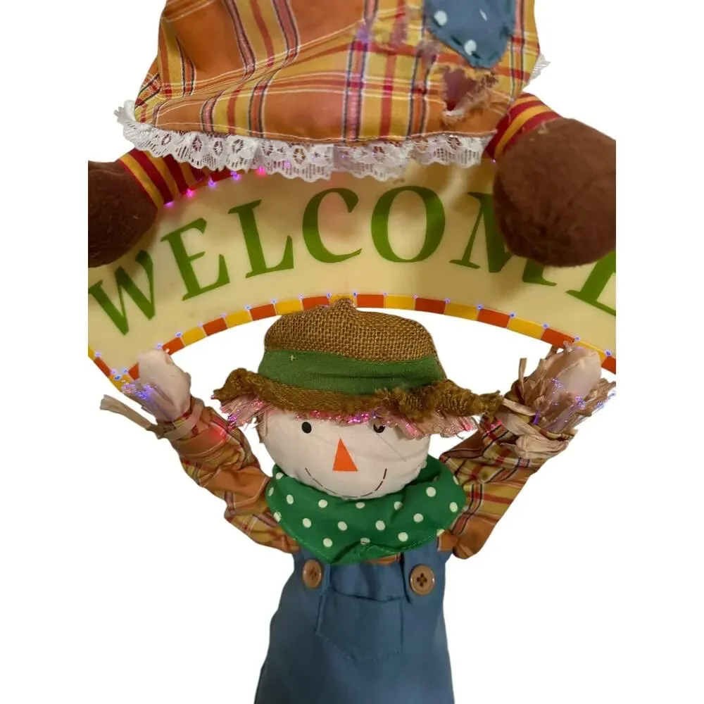 Scarecrows Fiber Optic‎ Light Up Door Hanging Halloween Welcome Decoration READ